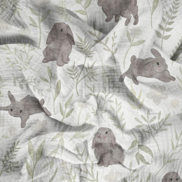 GREY BUNNIES pat. 1 (PASTEL BUNNIES) - Cotton muslin