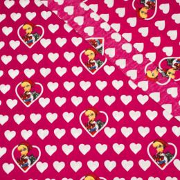 LITTLE RED RIDING HOOD HEARTS / fuchsia - Cotton woven fabric