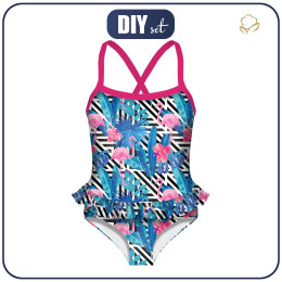 Girl's swimsuit - TROPICAL FLAMINGOS - sewing set