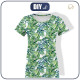 WOMEN’S T-SHIRT - MINI LEAVES AND INSECTS PAT. 6 (TROPICAL NATURE) / white - single jersey