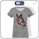 WOMEN’S T-SHIRT - BEAUTY BUTTERFLY (GLITTER BUTTERFLIES) / ACID WASH GREY - single jersey