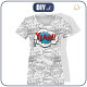 WOMEN’S T-SHIRT - COMIC BOOK / yeah (blue - red) - single jersey