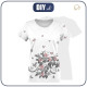 WOMEN’S T-SHIRT - FLORAL / grey-pink - single jersey