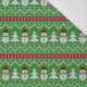 SNOWMEN WITH CHRISTMAS TREES / green - single jersey with elastane 