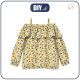 Bardot neckline blouse (VIKI) - SMALL FLOWERS pat. 2 / white - sewing set
