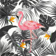 FLAMINGOS WITH LEAVES  - single jersey with elastane 