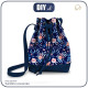 BUCKET BAG - PAINTED PEONIES / navy