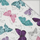BUTTERFLIES PAT. 5 / white  (PURPLE BUTTERFLIES) - single jersey with elastane 