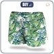 Women’s boardshorts - MINI LEAVES AND INSECTS PAT. 6 (TROPICAL NATURE) / white - sewing set