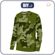 WOMEN'S SWEATSHIRT (HANA) BASIC - CAMOUFLAGE PAT. 3 / olive - looped knit fabric - XXXXL