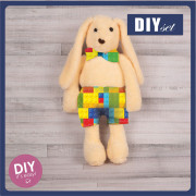 SHORTS + BOW TIE FOR BUNNY - BRICKS - sewing set