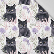 PASTEL BLACK CAT - Cotton woven fabric