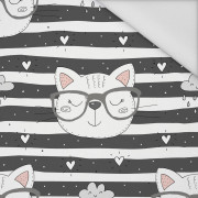 CATS IN GLASSES / grey - Waterproof woven fabric