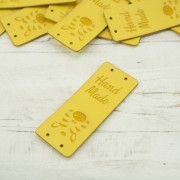 Loop fold label "Hand Made" - Zebras 2 x 5 cm - mustard