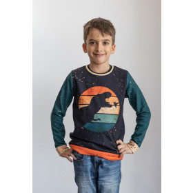 CHILDREN'S (NOE) SWEATSHIRT - TYRANNOSAURUS Pat. 2 / black - looped knit fabric with elastane ITY