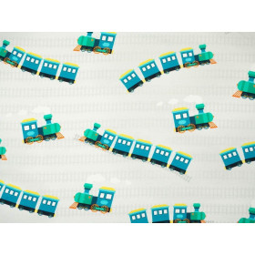 LOCOMOTIVES / blue - Viscose jersey WE210