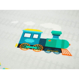 LOCOMOTIVES / blue - Viscose jersey WE210