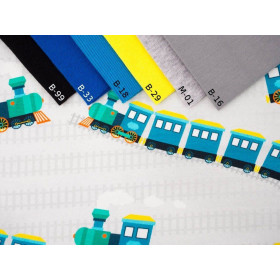 LOCOMOTIVES / blue - single jersey with elastane TE210