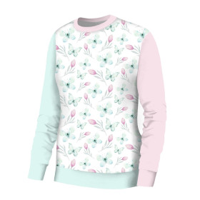 WOMEN'S SWEATSHIRT (HANA) BASIC - BUTTERFLIES AND TULIPS (WATER-COLOR BUTTERFLIES) - sewing set