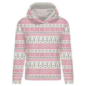 CLASSIC WOMEN’S HOODIE (POLA) - NORWEGIAN MIX  PAT. 1 (NORWEGIAN PATTERNS) - looped knit fabric 