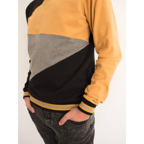 Folded ribbing BLACK / mustard-grey 140cm