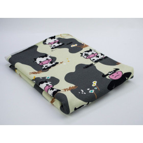 COWS ON BEIGE - single jersey with elastane TE210