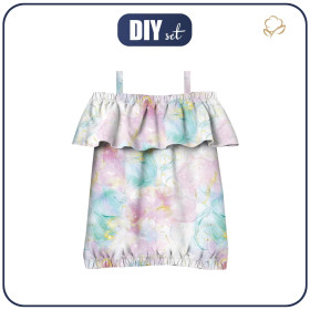 Bardot neckline blouse (SARA) - ALCOHOL PASTEL INK wz.1 - sewing set