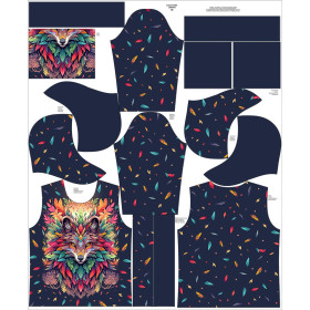 HYDROPHOBIC HOODIE UNISEX - Animals mandala wz.1 - sewing set