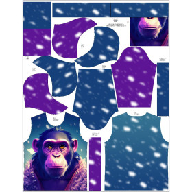 HYDROPHOBIC HOODIE UNISEX - ANIMATED GORILLA - sewing set