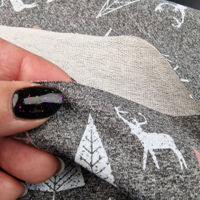 REINDEERS and CHRISTMAS TREES / eco melange - looped knit fabric