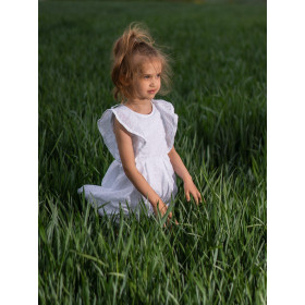 DAISIES / white - Embroidered cotton fabric