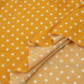 WHITE DOTS / mustard - crash viscose woven fabric