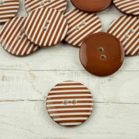 Plastic button with stripes big - brown