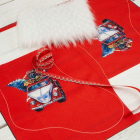 CHRISTMAS STOCKING - SANTA’S CART / red