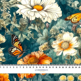 Butterfly & Flowers wz.1 - Woven Fabric for tablecloths