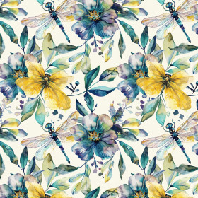 Butterfly & Flowers wz.8 - Hydrophobic brushed knit