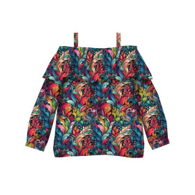 Bardot neckline blouse (VIKI) - COLORFUL LEAVES wz. 5 - sewing set
