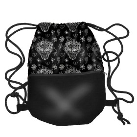 GYM BAG WITH POCKET - SKULLS CONTOUR / garland (DIA DE LOS MUERTOS) - sewing set