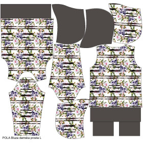 CLASSIC WOMEN’S HOODIE (POLA) - SKULLS ON STRIPES - looped knit fabric 