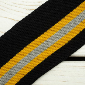 Folded ribbing BLACK / mustard-grey 140cm