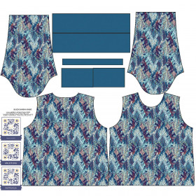 WOMEN'S SWEATSHIRT (HANA) BASIC - BLUE LEAVES (VINTAGE) - sewing set