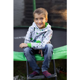 GREEN DOTSIES / ACID WASH GREY - looped knit fabric