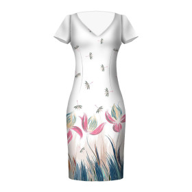 FLOWERS (pattern no. 4) / white - dress panel Linen 100%