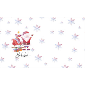 JOYFUL SANTA CLAUS / ho ho ho (CHRISTMAS FRIENDS) - Cotton woven fabric panel / Choice of sizes