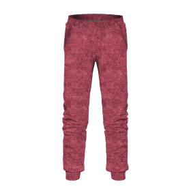 CHILDREN'S JOGGERS (LYON) - ACID WASH / MAROON - looped knit fabric 