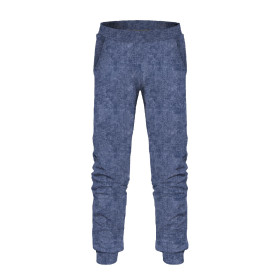 CHILDREN'S JOGGERS (LYON) - ACID WASH / DARK BLUE - looped knit fabric 