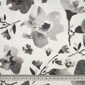 WATER-COLOR FLOWERS pat. 1 (grey) - looped knit fabric