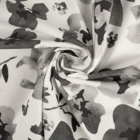 WATER-COLOR FLOWERS pat. 1 (grey) - looped knit fabric
