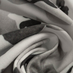 WATER-COLOR FLOWERS pat. 1 (grey) - looped knit fabric