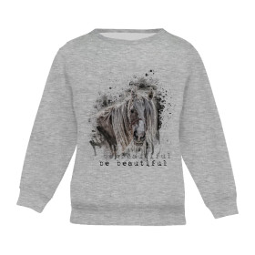 CHILDREN'S (NOE) SWEATSHIRT - BE BEAUTIFUL (BE YOURSELF) / M-01 melange light grey - looped knit fabric 